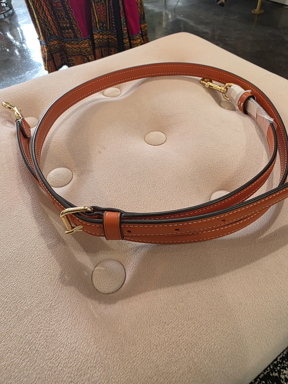 Coach Leather Crossbody Strap in Cognac Brown with Gold Hardware